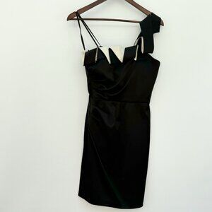 Max And Cleo By BCBG Women’s Pleated Ruffle One Shoulder Mini Dress Black Size 4